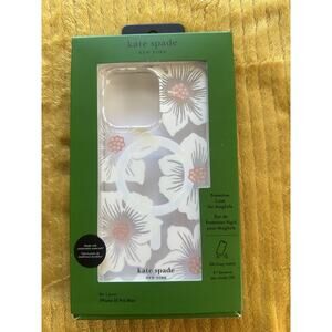 Kate Spade IPhone 15 Pro Max Phone Case Clear with White Pink Rhinestone Flowers